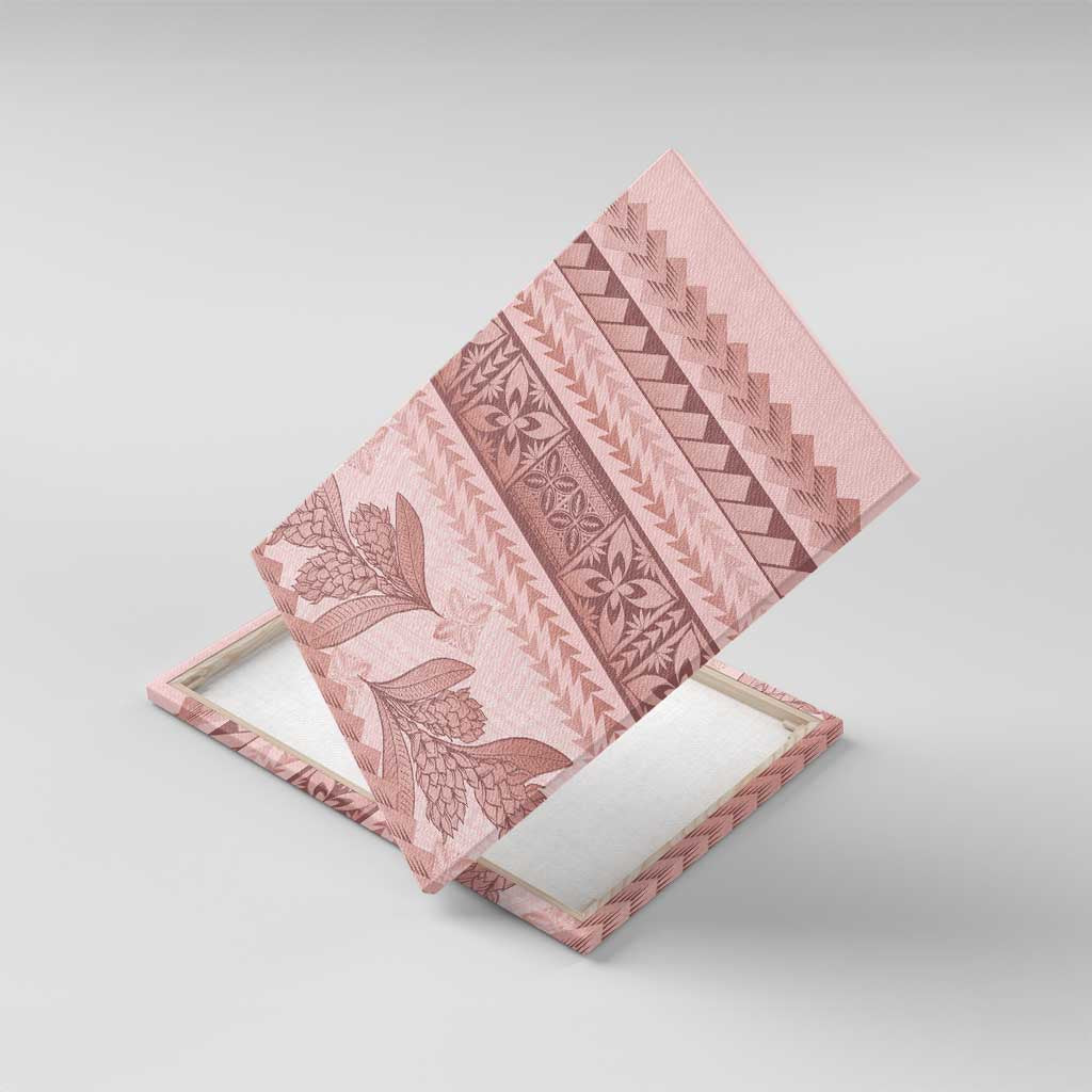 Pastel Pink Samoa Siapo Teuila Flowers Canvas Wall Art LT14 With Frame Pastel Pink - Polynesian Pride