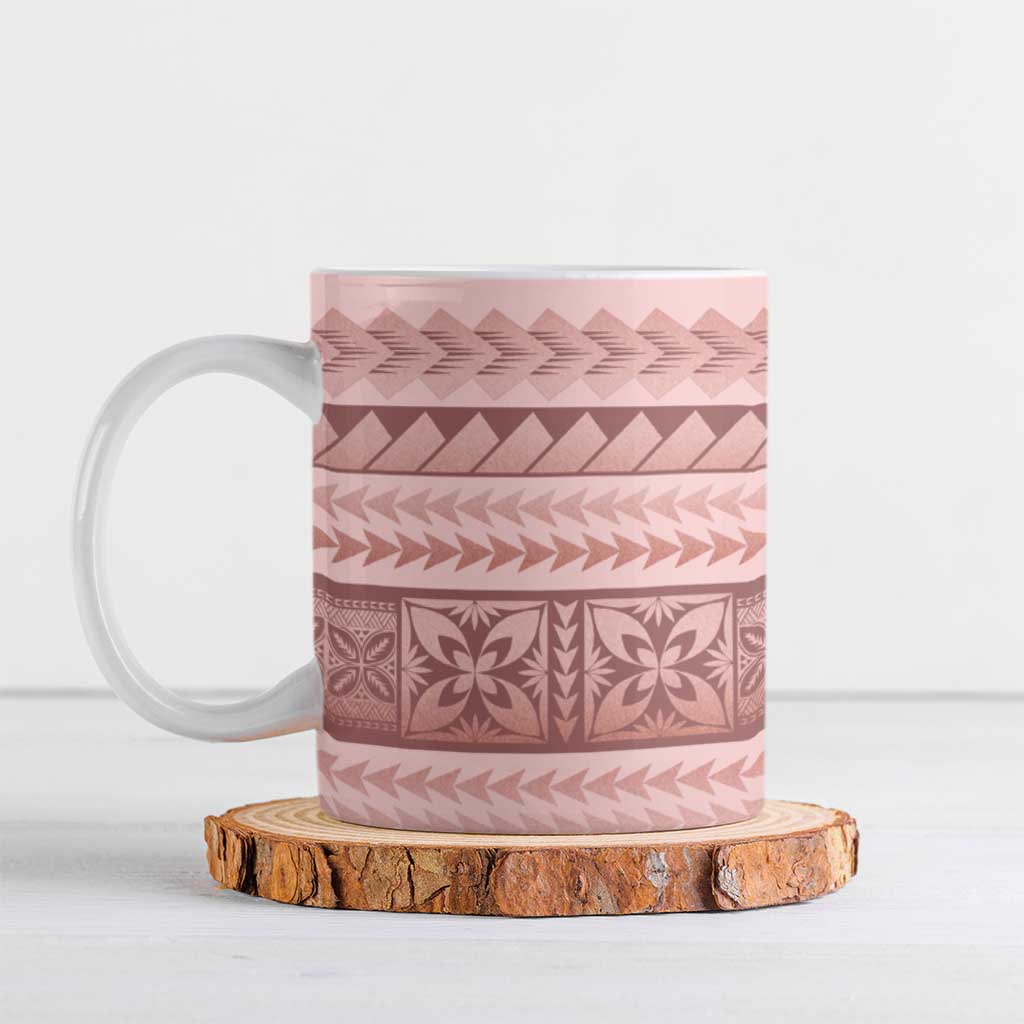 Pastel Pink Samoa Siapo Teuila Flowers Ceramic Mug LT14 Pastel Pink - Polynesian Pride