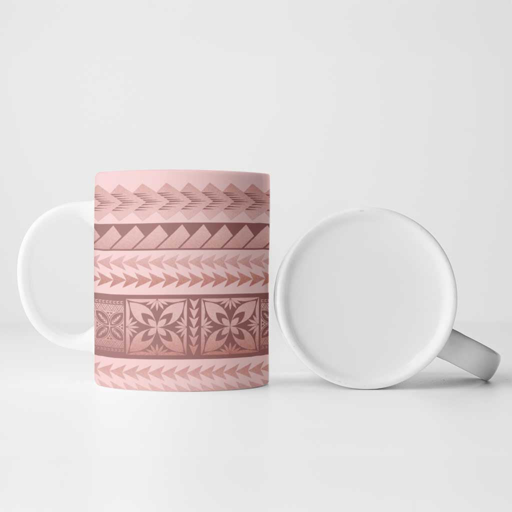 Pastel Pink Samoa Siapo Teuila Flowers Ceramic Mug LT14 - Polynesian Pride
