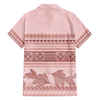 Pastel Pink Samoa Siapo Teuila Flowers Family Matching Long Sleeve Bodycon Dress and Hawaiian Shirt LT14 - Polynesian Pride
