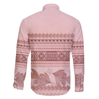 Pastel Pink Samoa Siapo Teuila Flowers Family Matching Long Sleeve Bodycon Dress and Hawaiian Shirt LT14 - Polynesian Pride