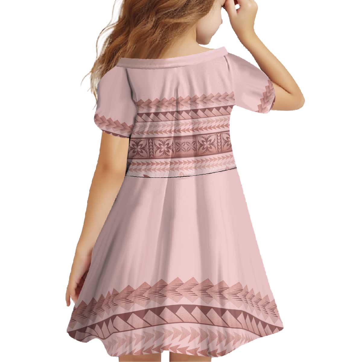 Pastel Pink Samoa Siapo Teuila Flowers Family Matching Off The Shoulder Long Sleeve Dress and Hawaiian Shirt LT14 - Polynesian Pride