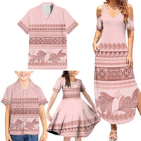 Pastel Pink Samoa Siapo Teuila Flowers Family Matching Summer Maxi Dress and Hawaiian Shirt - Polynesian Pride