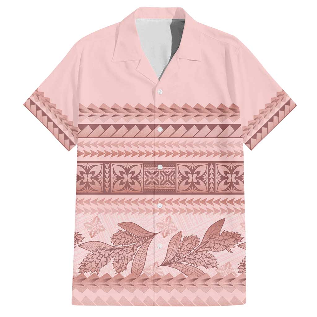 Pastel Pink Samoa Siapo Teuila Flowers Family Matching Summer Maxi Dress and Hawaiian Shirt - Polynesian Pride