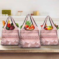 Pastel Pink Samoa Siapo Teuila Flowers Grocery Bag LT14 3-pack One Size Pastel Pink - Polynesian Pride