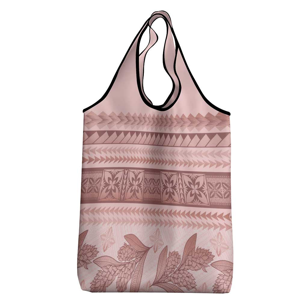 Pastel Pink Samoa Siapo Teuila Flowers Grocery Bag LT14 - Polynesian Pride