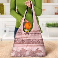 Pastel Pink Samoa Siapo Teuila Flowers Grocery Bag LT14 - Polynesian Pride