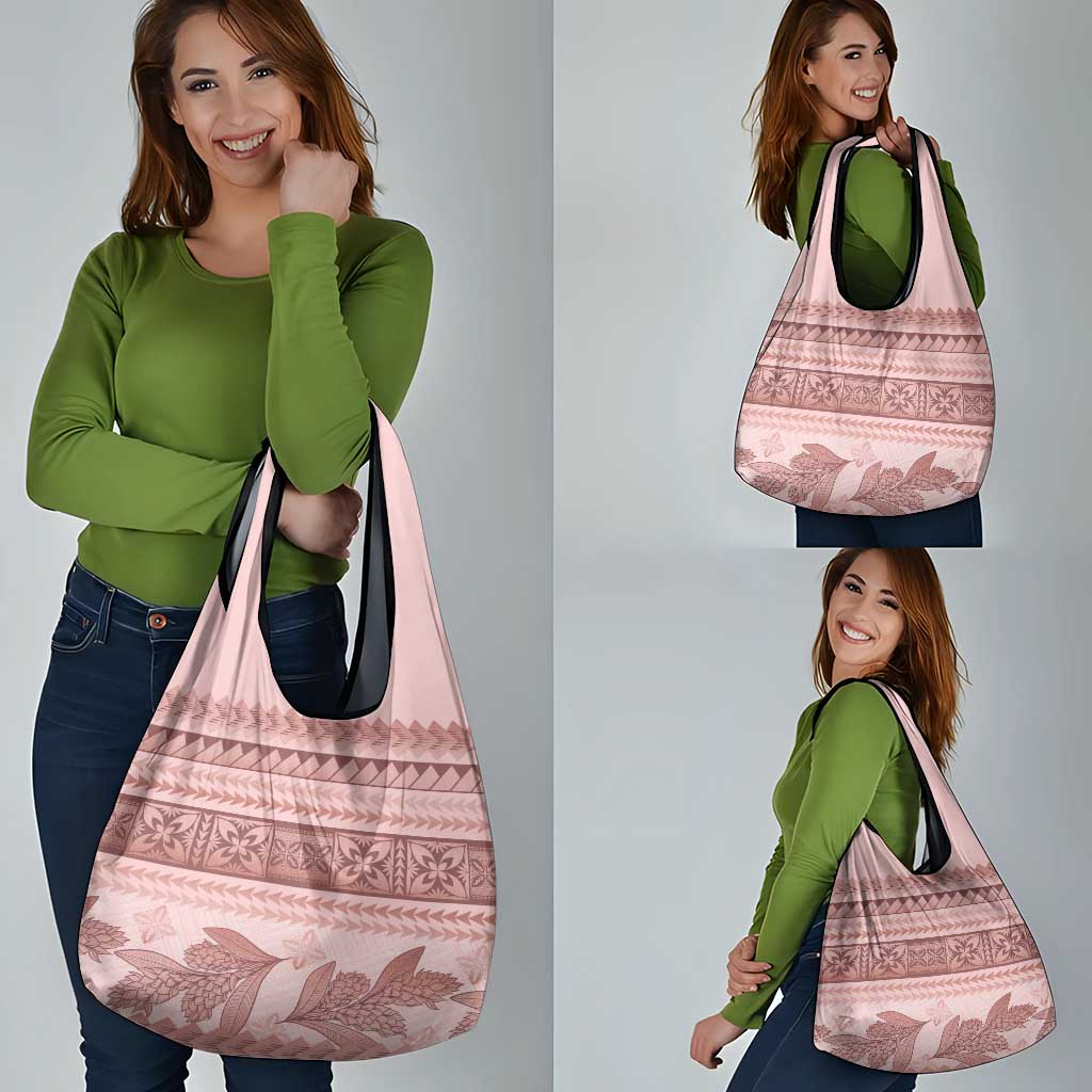 Pastel Pink Samoa Siapo Teuila Flowers Grocery Bag LT14 - Polynesian Pride