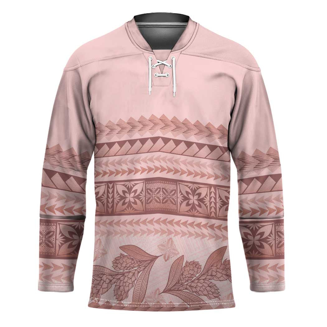Pastel Pink Samoa Siapo Teuila Flowers Hockey Jersey LT14 Unisex Pastel Pink - Polynesian Pride