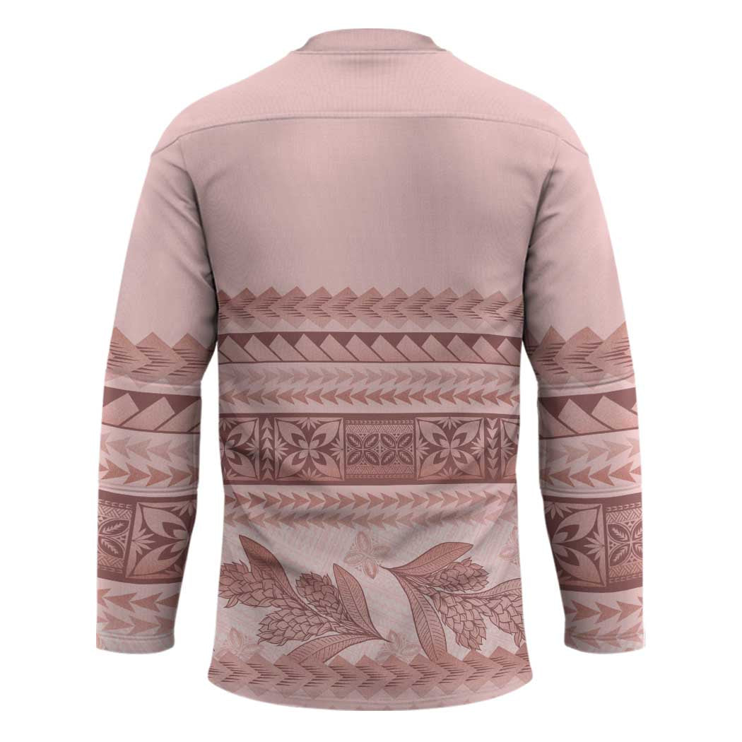 Pastel Pink Samoa Siapo Teuila Flowers Hockey Jersey LT14 - Polynesian Pride