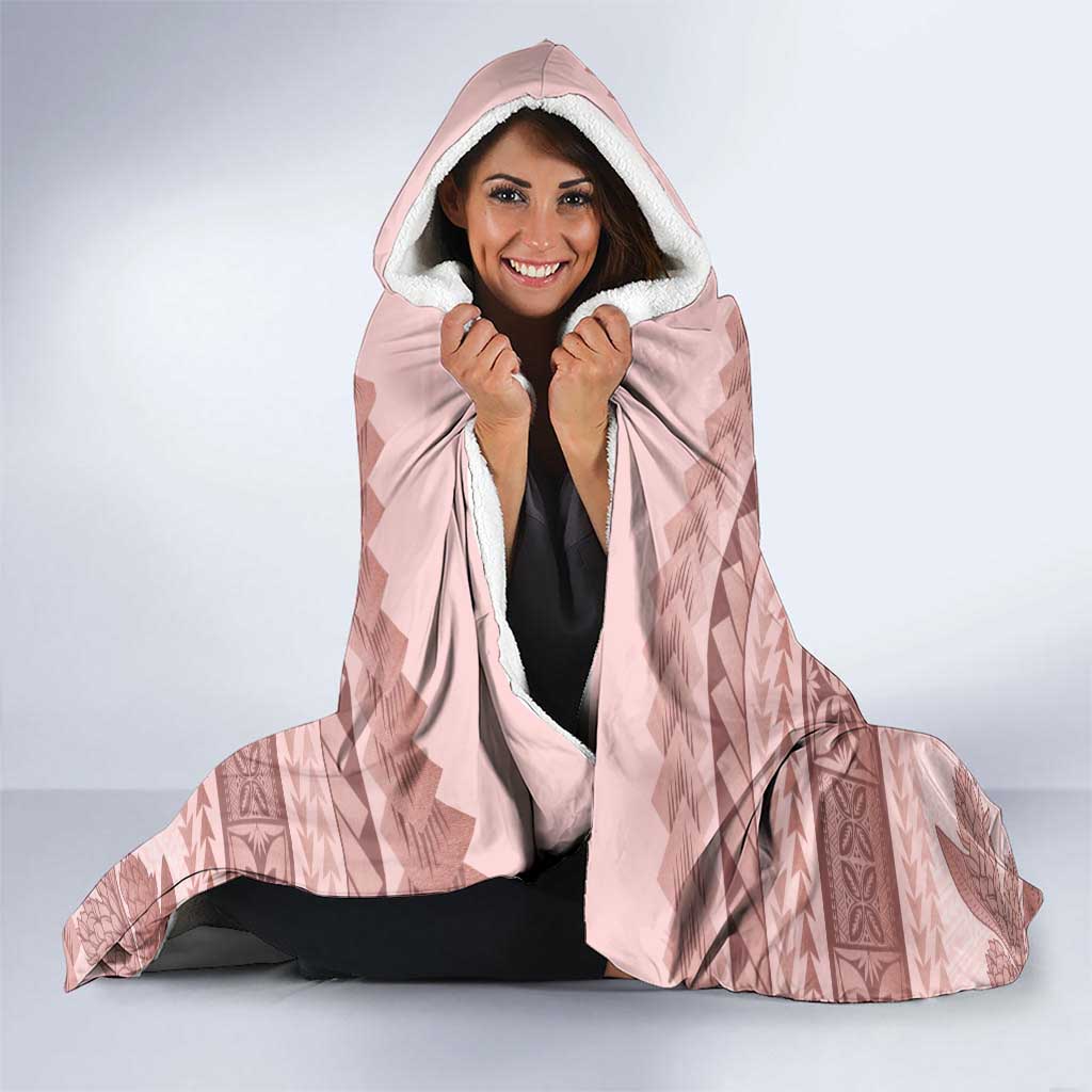 Pastel Pink Samoa Siapo Teuila Flowers Hooded Blanket - Polynesian Pride