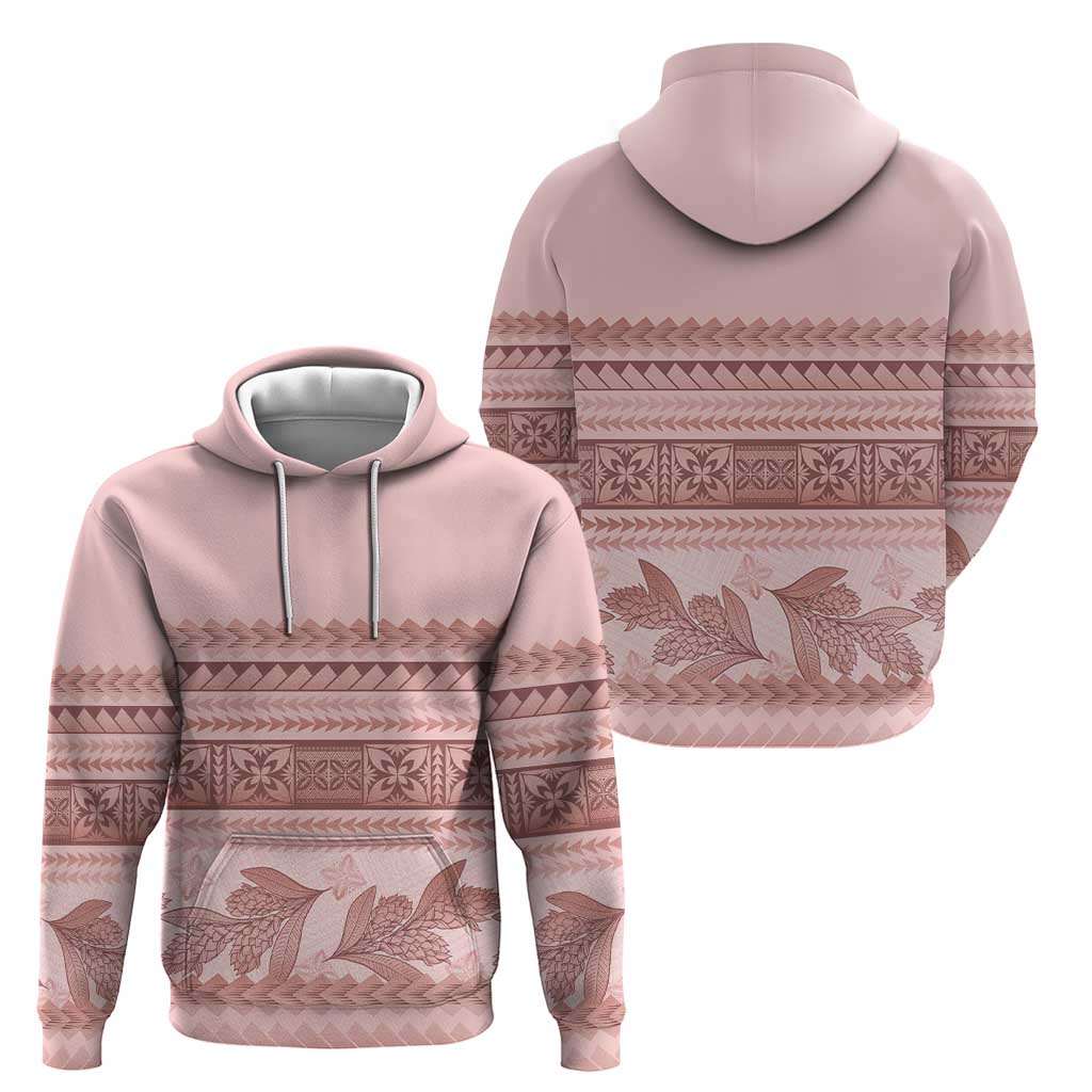 Pastel Pink Samoa Siapo Teuila Flowers Hoodie - Polynesian Pride