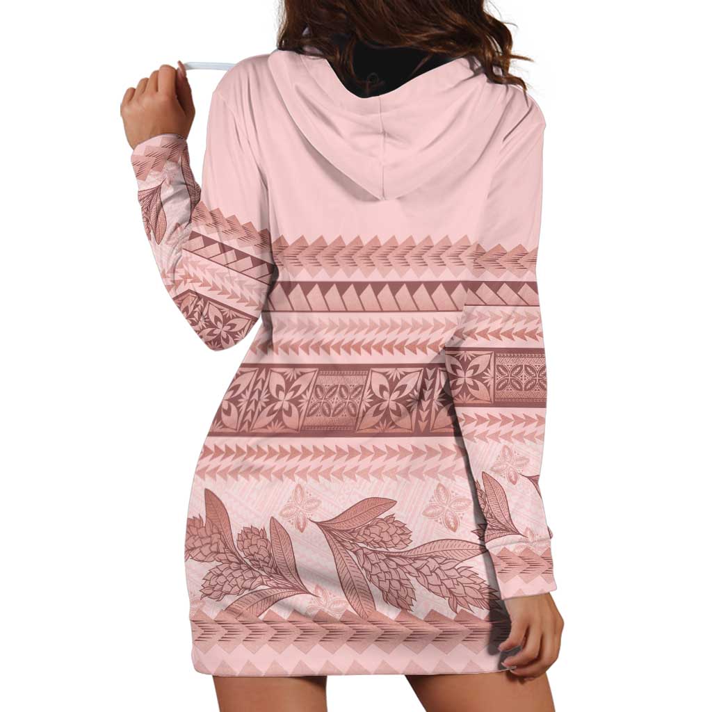 Pastel Pink Samoa Siapo Teuila Flowers Hoodie Dress - Polynesian Pride