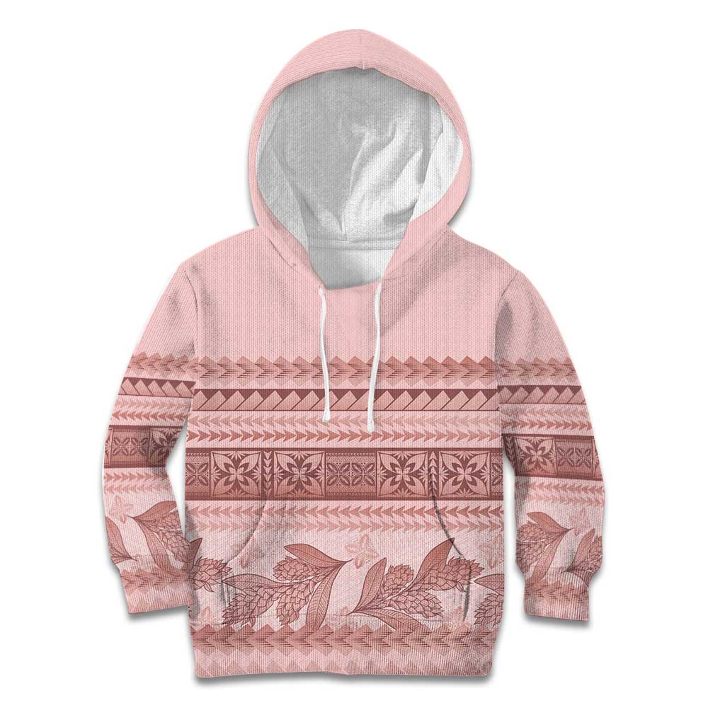 Pastel Pink Samoa Siapo Teuila Flowers Kid Hoodie - Polynesian Pride