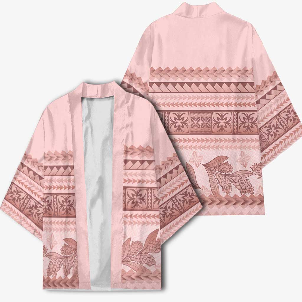Pastel Pink Samoa Siapo Teuila Flowers Kimono - Polynesian Pride