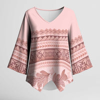 Pastel Pink Samoa Siapo Teuila Flowers Kimono Sleeve Blouse LT14 Female Pastel Pink - Polynesian Pride