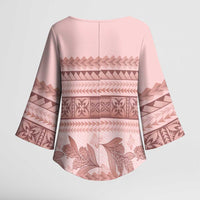 Pastel Pink Samoa Siapo Teuila Flowers Kimono Sleeve Blouse LT14 - Polynesian Pride