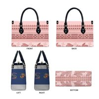 Pastel Pink Samoa Siapo Teuila Flowers Leather Bag - Polynesian Pride