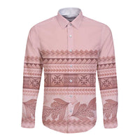 Pastel Pink Samoa Siapo Teuila Flowers Long Sleeve Button Shirt LT14 Unisex Pastel Pink - Polynesian Pride