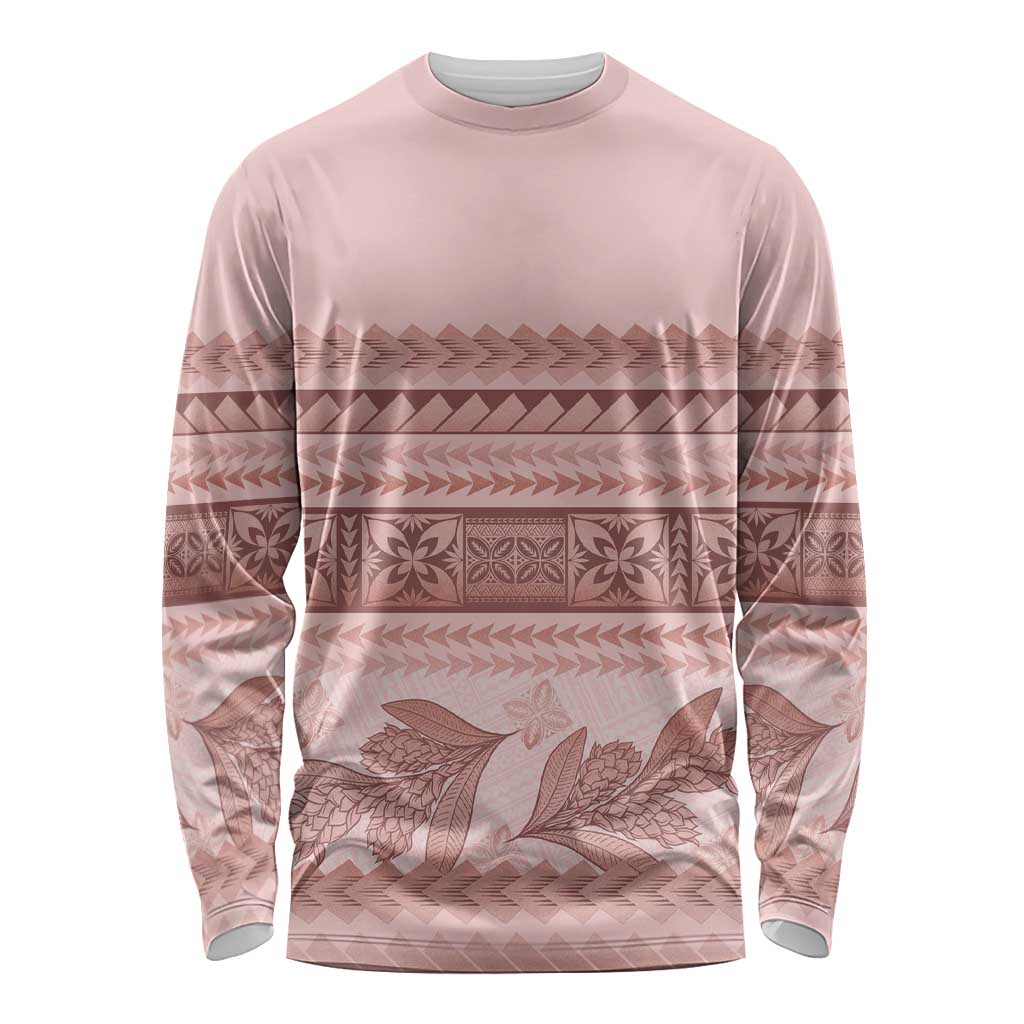 Pastel Pink Samoa Siapo Teuila Flowers Long Sleeve Shirt LT14 Unisex Pastel Pink - Polynesian Pride