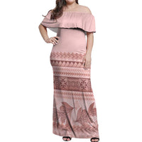 Pastel Pink Samoa Siapo Teuila Flowers Off Shoulder Maxi Dress - Polynesian Pride