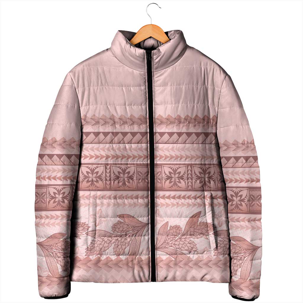 Pastel Pink Samoa Siapo Teuila Flowers Padded Jacket LT14 - Polynesian Pride