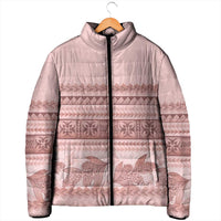 Pastel Pink Samoa Siapo Teuila Flowers Padded Jacket LT14 - Polynesian Pride