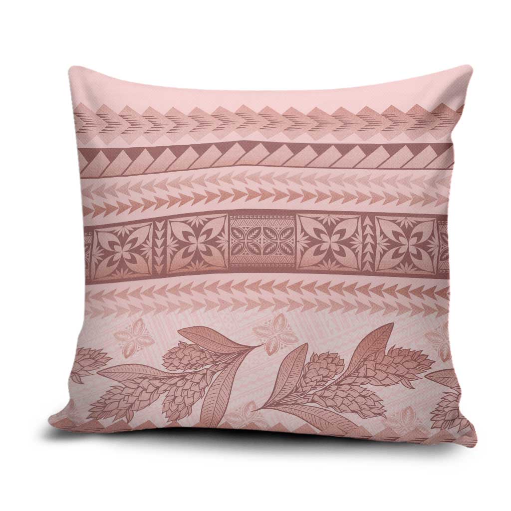Pastel Pink Samoa Siapo Teuila Flowers Pillow Cover - Polynesian Pride