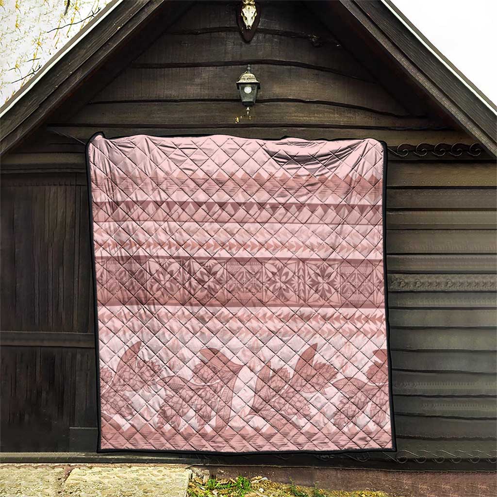Pastel Pink Samoa Siapo Teuila Flowers Quilt - Polynesian Pride