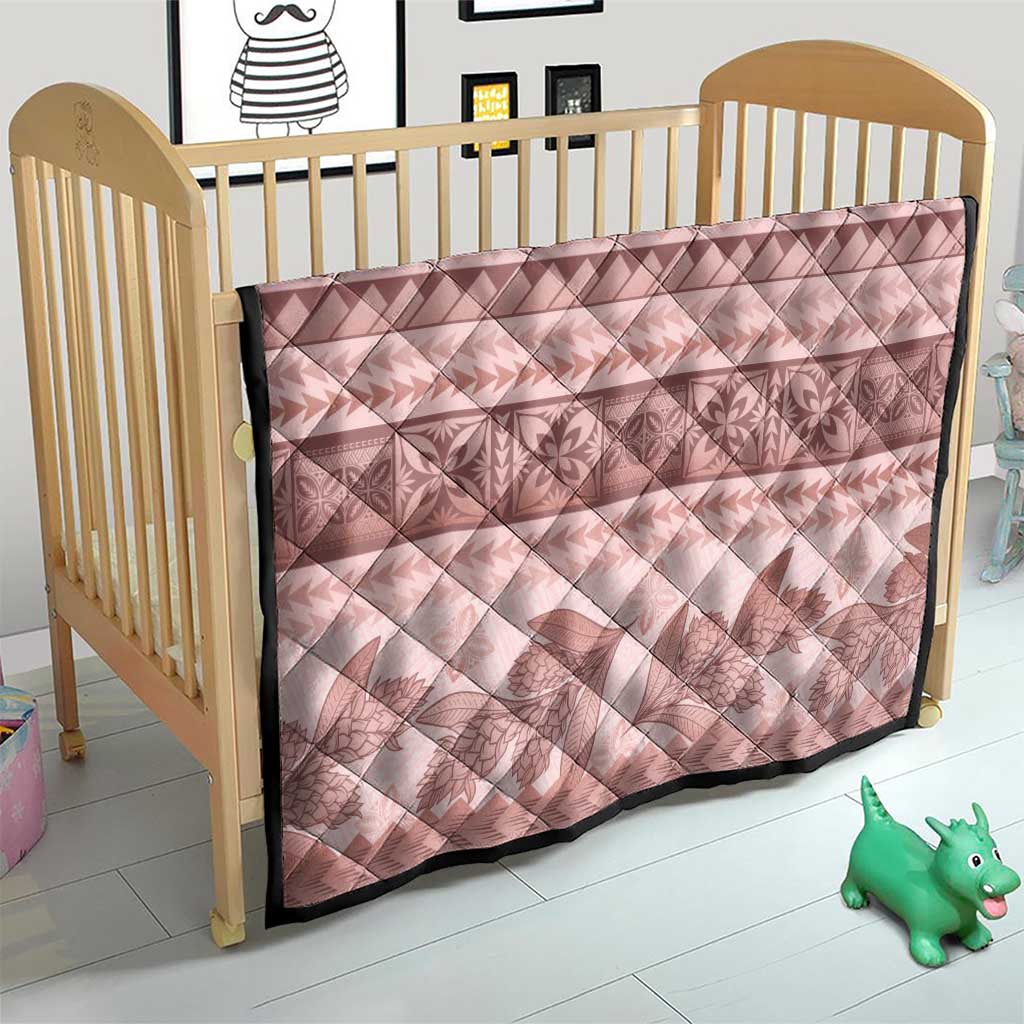 Pastel Pink Samoa Siapo Teuila Flowers Quilt - Polynesian Pride