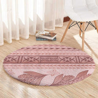 Pastel Pink Samoa Siapo Teuila Flowers Round Carpet - Polynesian Pride