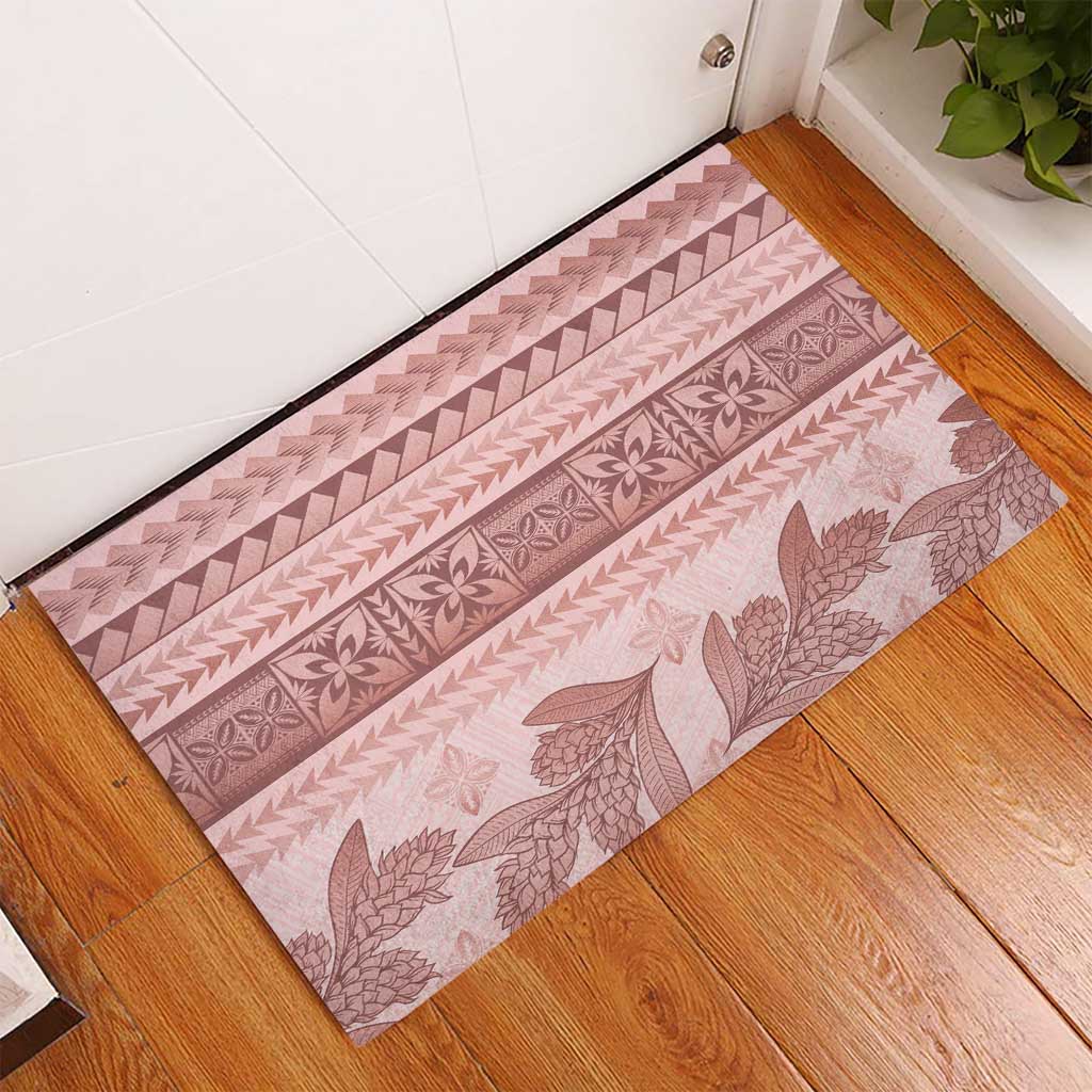 Pastel Pink Samoa Siapo Teuila Flowers Rubber Doormat LT14 - Polynesian Pride