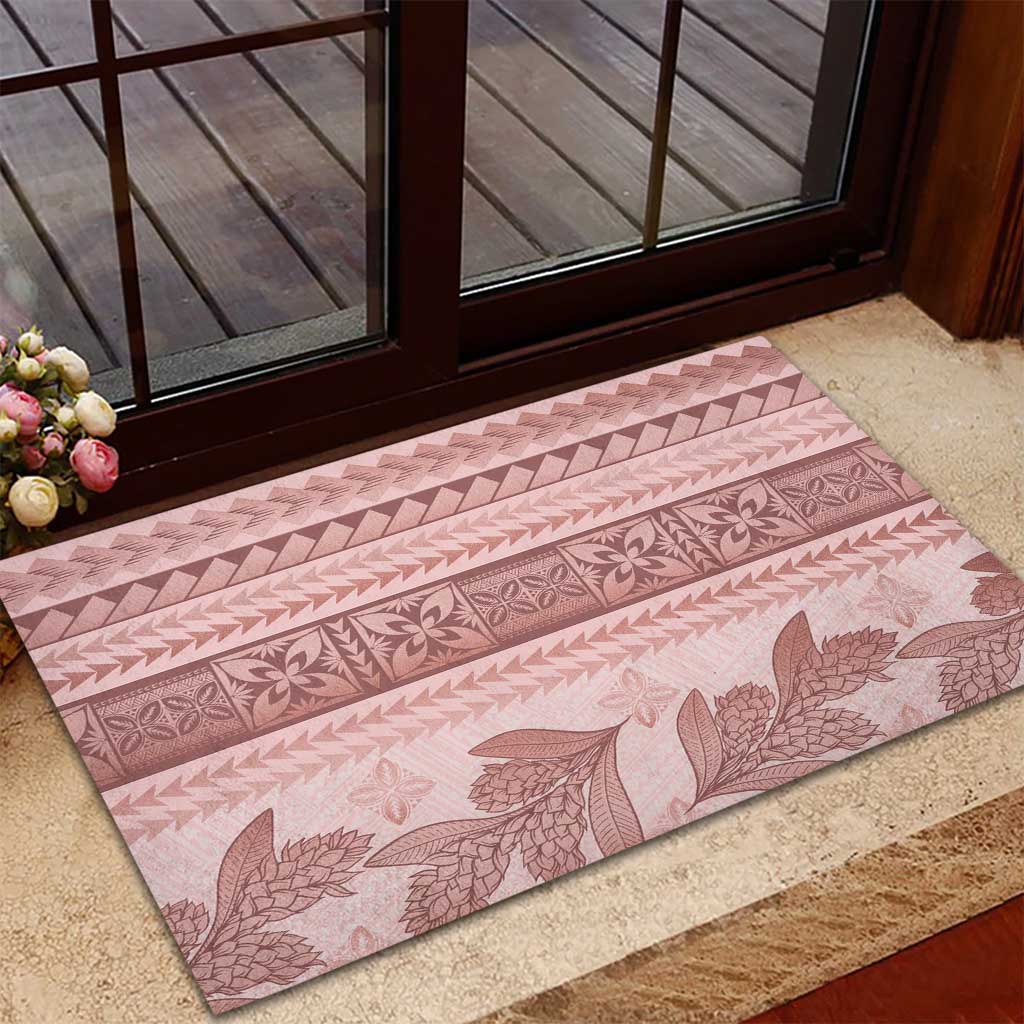 Pastel Pink Samoa Siapo Teuila Flowers Rubber Doormat LT14 - Polynesian Pride