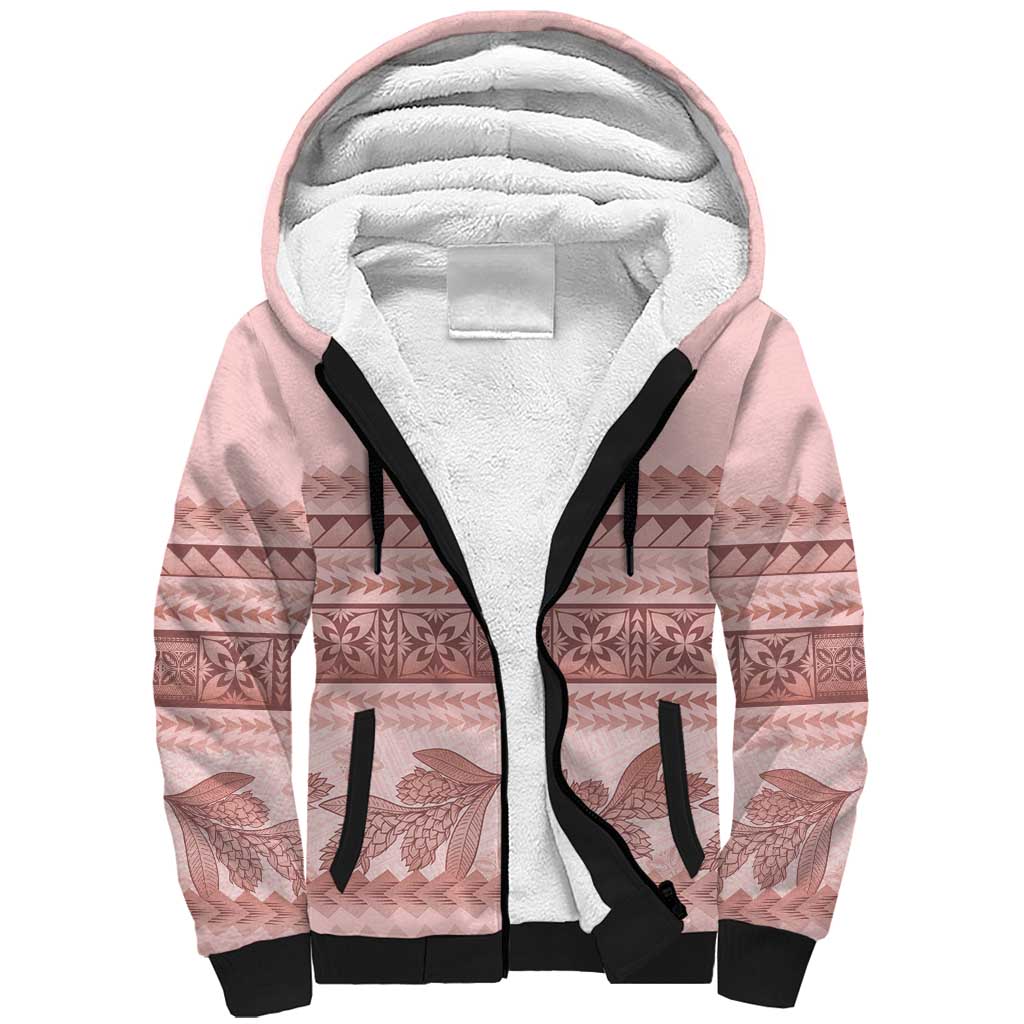 Pastel Pink Samoa Siapo Teuila Flowers Sherpa Hoodie LT14 Unisex Pastel Pink - Polynesian Pride