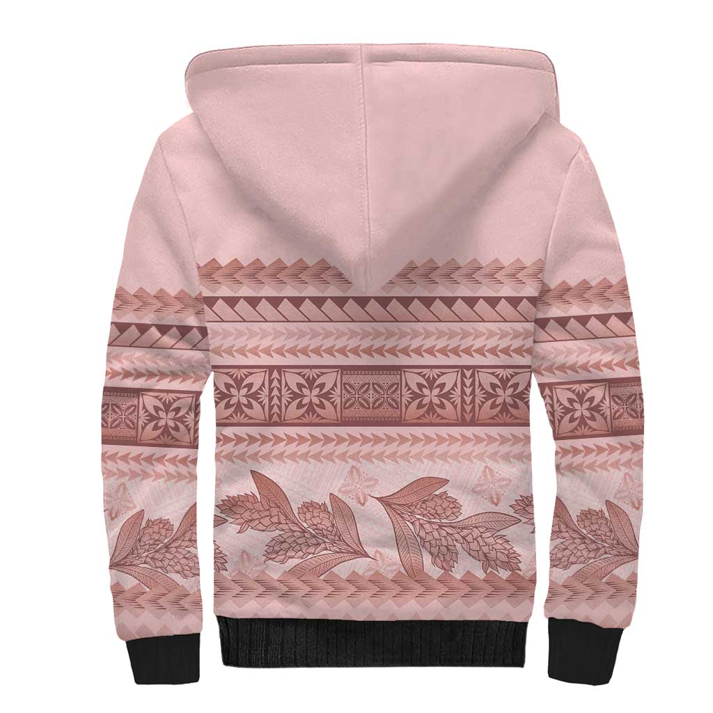 Pastel Pink Samoa Siapo Teuila Flowers Sherpa Hoodie LT14 - Polynesian Pride