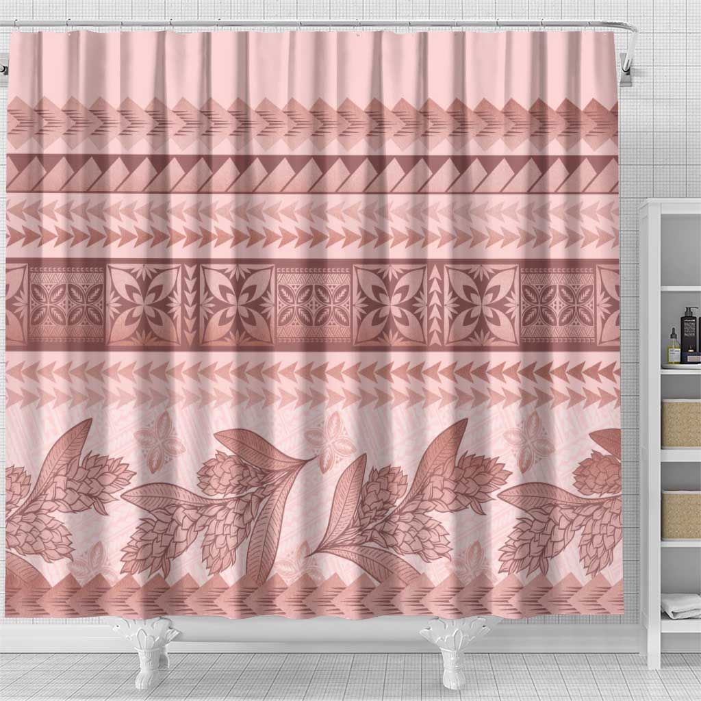 Pastel Pink Samoa Siapo Teuila Flowers Shower Curtain - Polynesian Pride