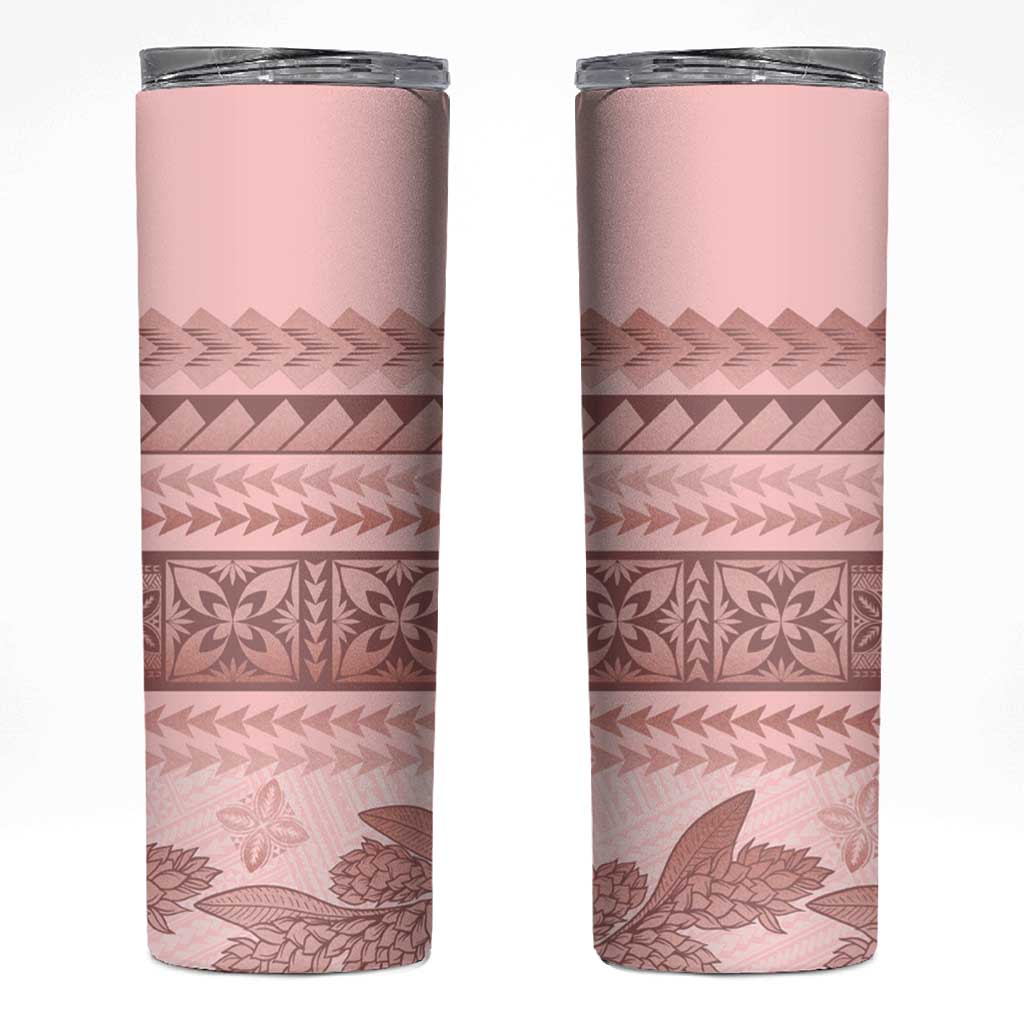 Pastel Pink Samoa Siapo Teuila Flowers Skinny Tumbler - Polynesian Pride