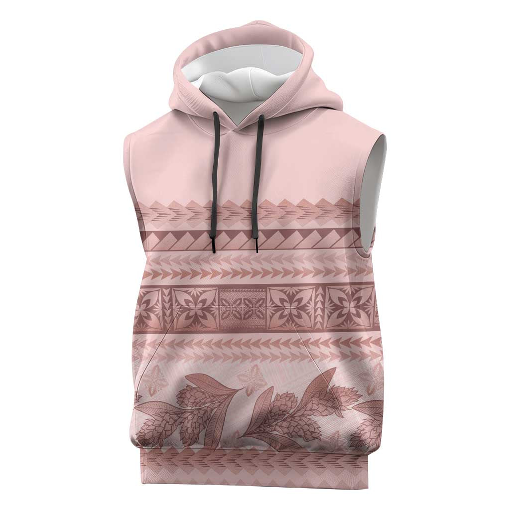 Pastel Pink Samoa Siapo Teuila Flowers Sleeveless Hoodie LT14 Pastel Pink - Polynesian Pride