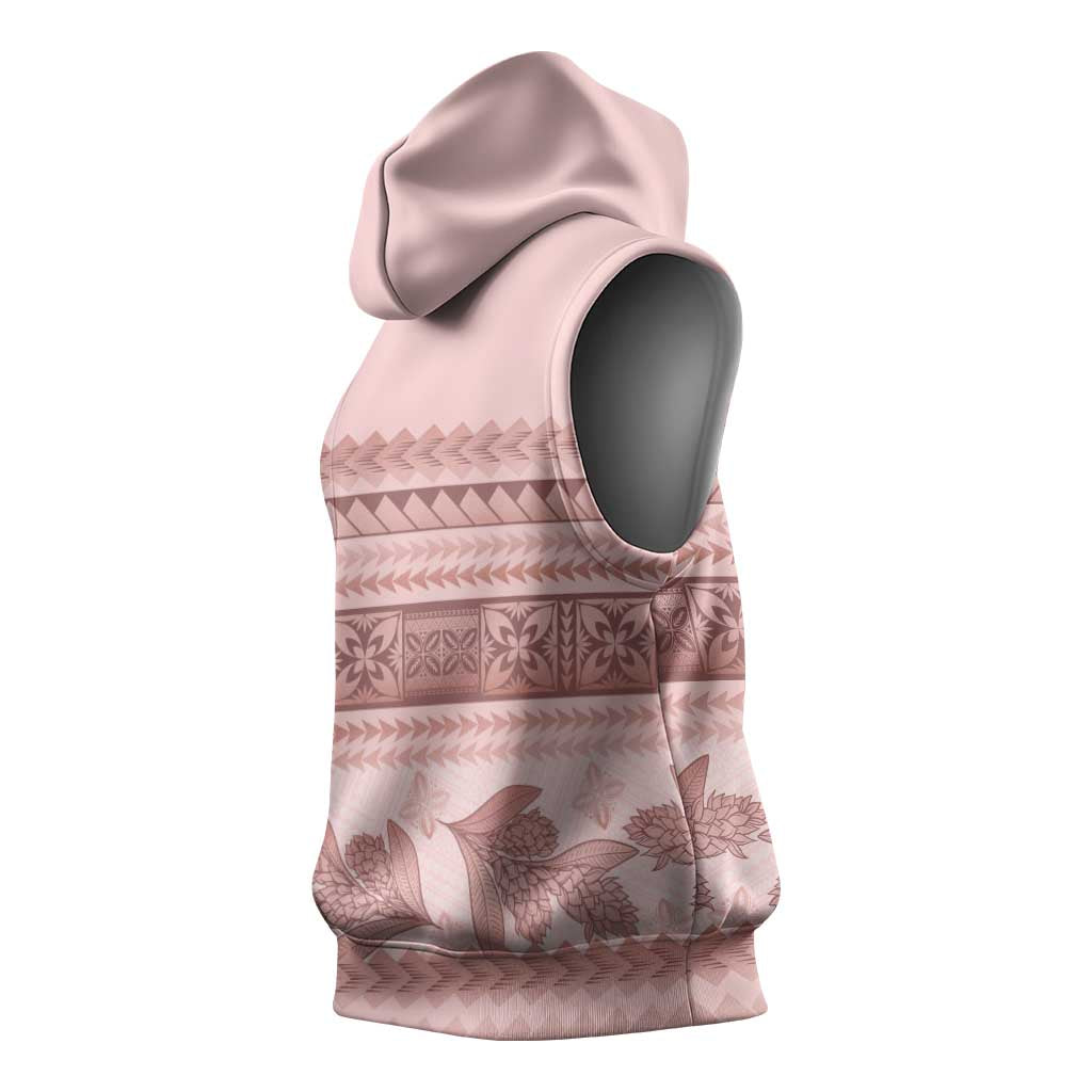 Pastel Pink Samoa Siapo Teuila Flowers Sleeveless Hoodie LT14 - Polynesian Pride
