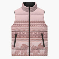 Pastel Pink Samoa Siapo Teuila Flowers Sleeveless Puffer Jacket LT14 Unisex Pastel Pink - Polynesian Pride