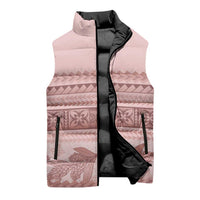 Pastel Pink Samoa Siapo Teuila Flowers Sleeveless Puffer Jacket LT14 - Polynesian Pride