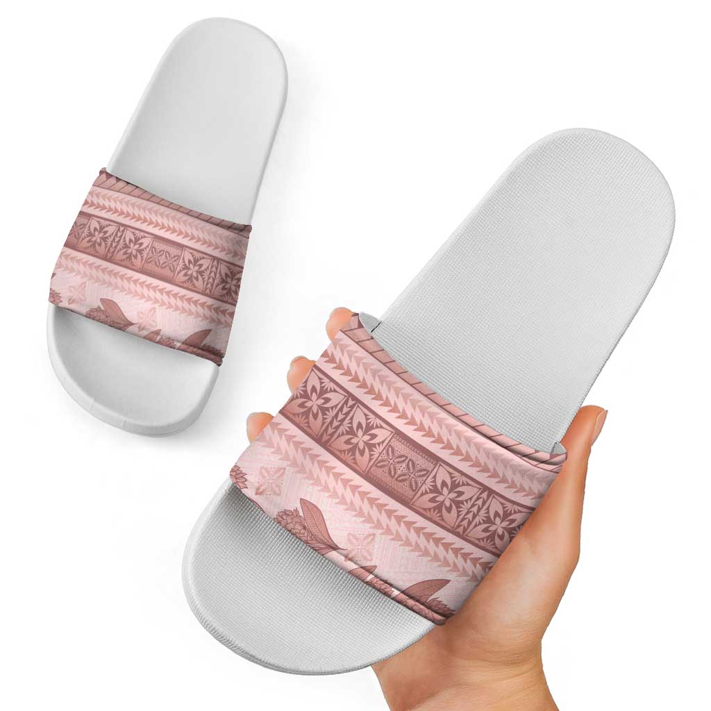 Pastel Pink Samoa Siapo Teuila Flowers Slide Sandals - Polynesian Pride