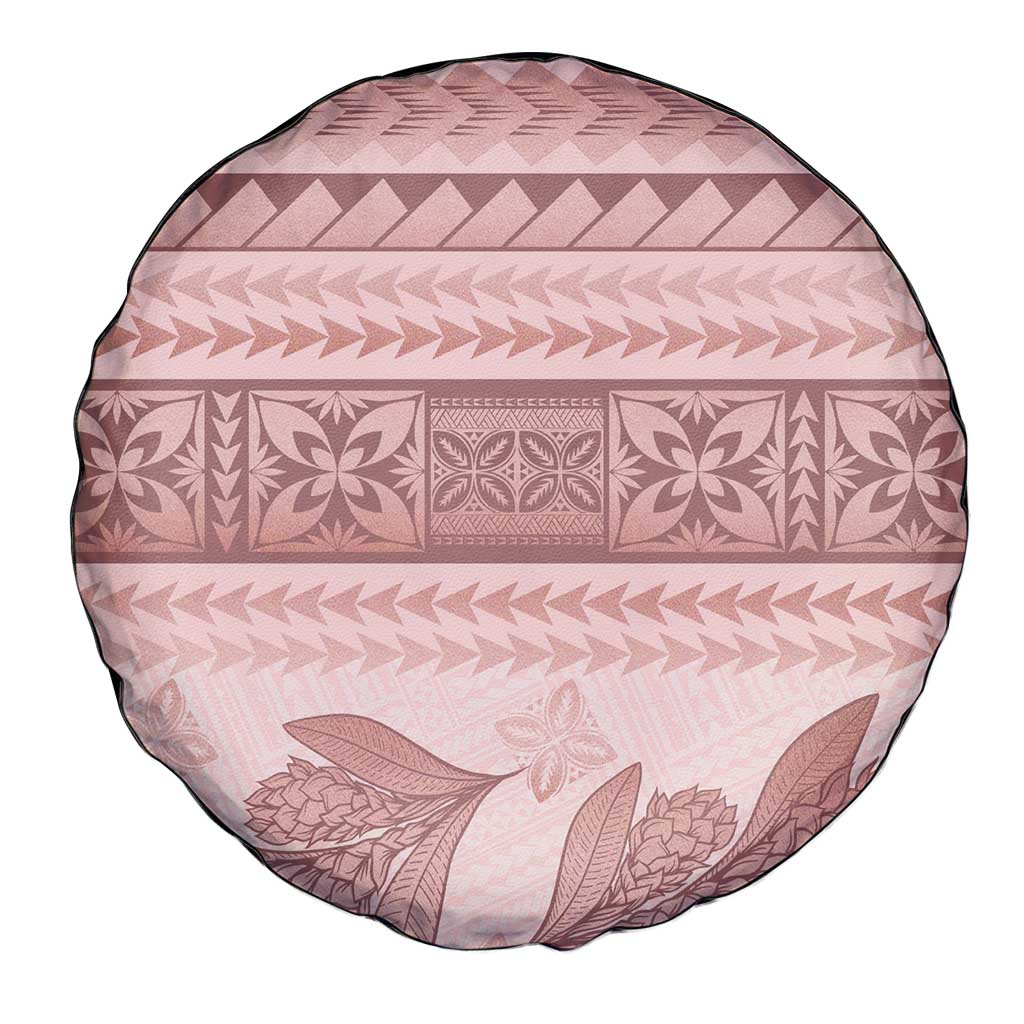Pastel Pink Samoa Siapo Teuila Flowers Spare Tire Cover - Polynesian Pride