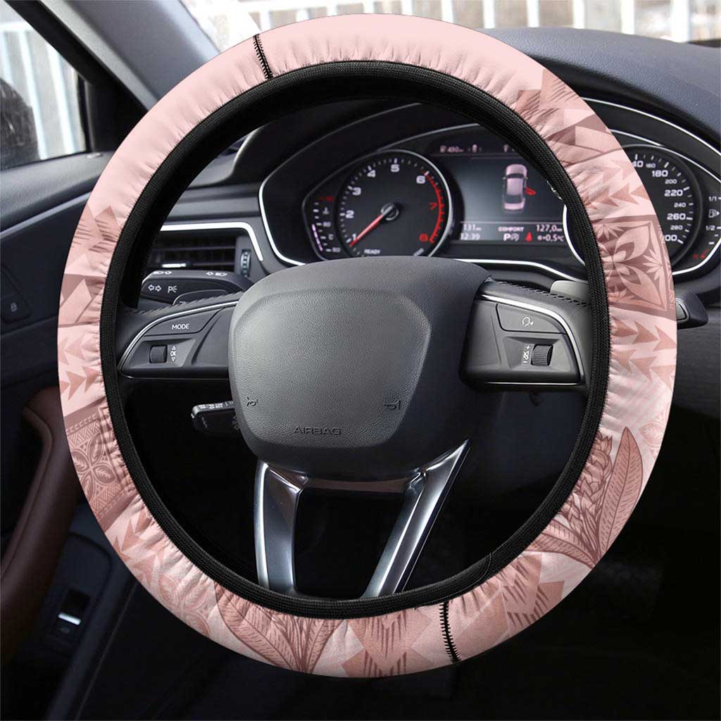 Pastel Pink Samoa Siapo Teuila Flowers Steering Wheel Cover LT14 - Polynesian Pride