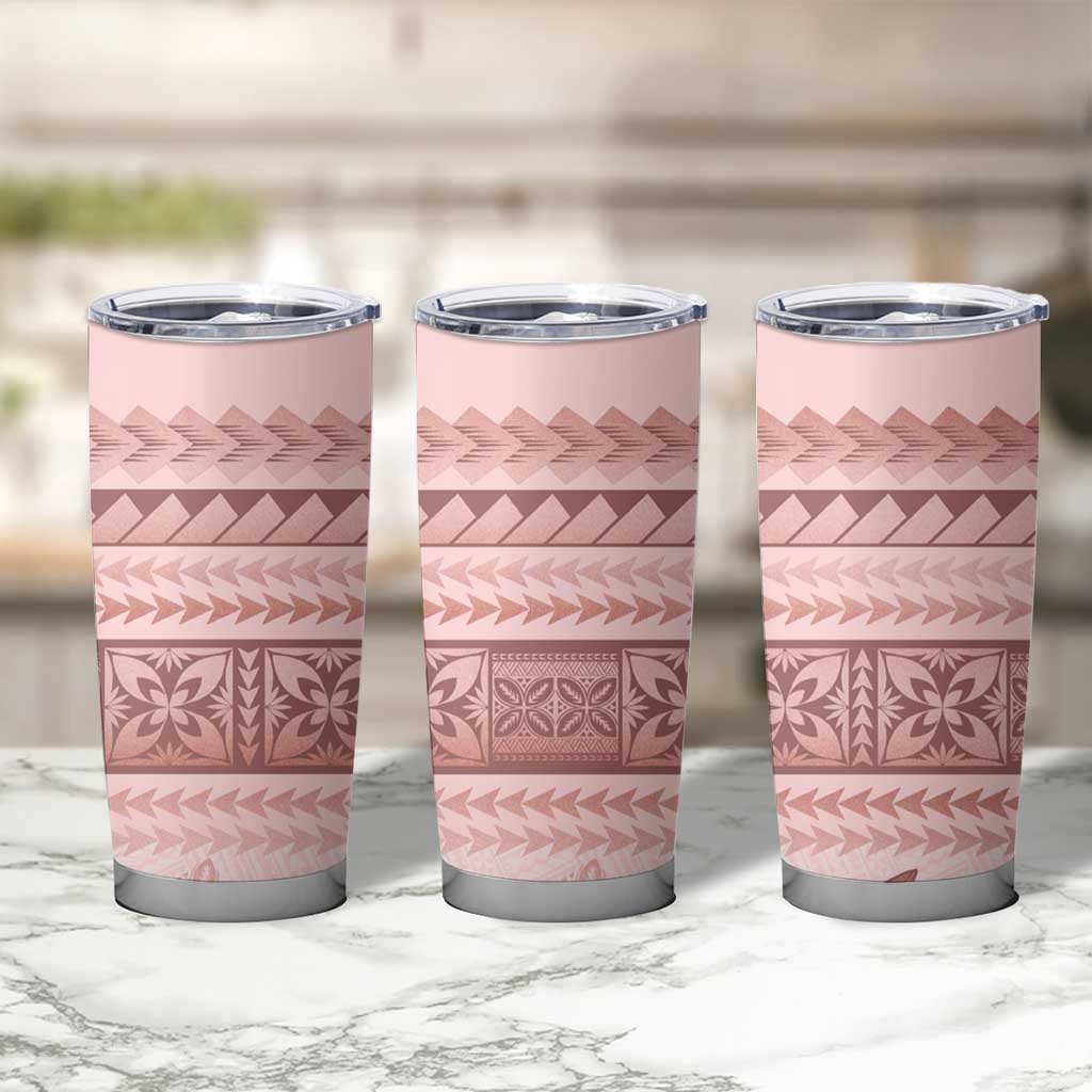 Pastel Pink Samoa Siapo Teuila Flowers Tumbler Cup - Polynesian Pride