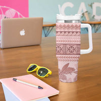 Pastel Pink Samoa Siapo Teuila Flowers Tumbler With Handle - Polynesian Pride