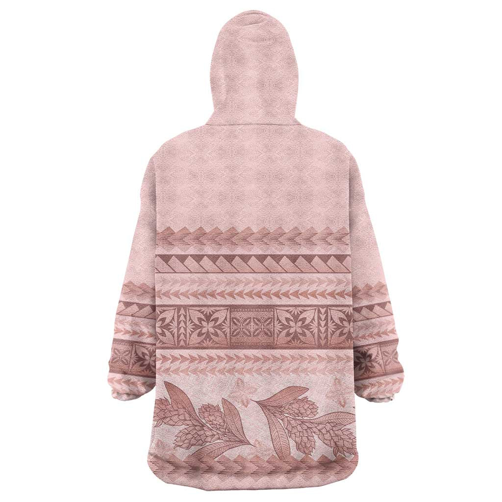 Pastel Pink Samoa Siapo Teuila Flowers Wearable Blanket Hoodie LT14 - Polynesian Pride