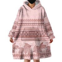 Pastel Pink Samoa Siapo Teuila Flowers Wearable Blanket Hoodie LT14 - Polynesian Pride