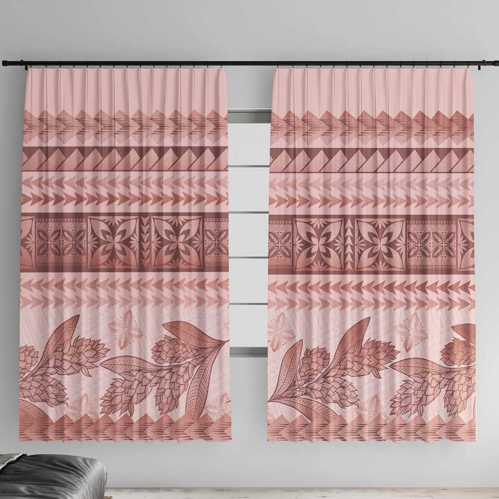 Pastel Pink Samoa Siapo Teuila Flowers Window Curtain - Polynesian Pride