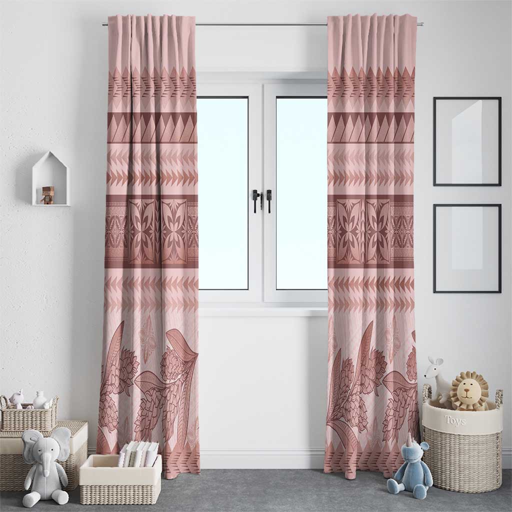 Pastel Pink Samoa Siapo Teuila Flowers Window Curtain - Polynesian Pride